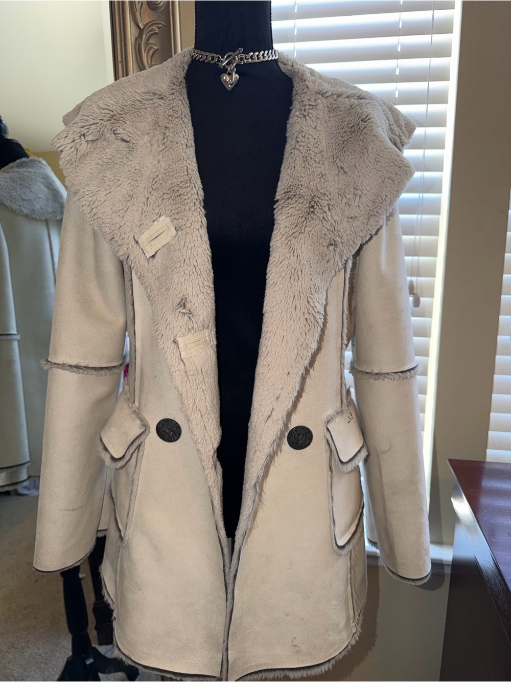 Lole Cream Teddy Jacket with Plush Collar
